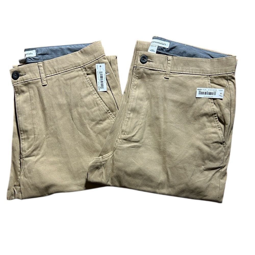 NEW 2 Pair Amazon Essentials Men's Dark Khaki Brown Pants